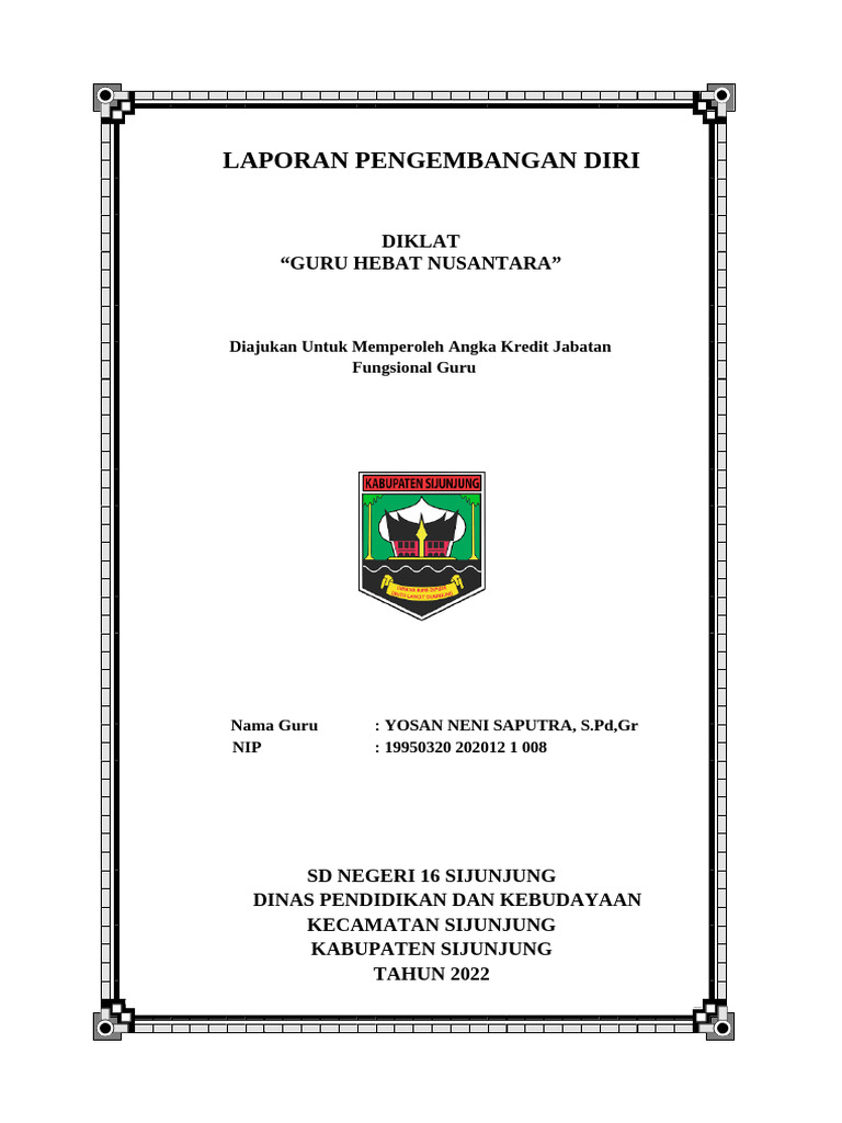 D. Contoh Laporan Pengembangan Diri Guru Hebat Nusantara | PDF