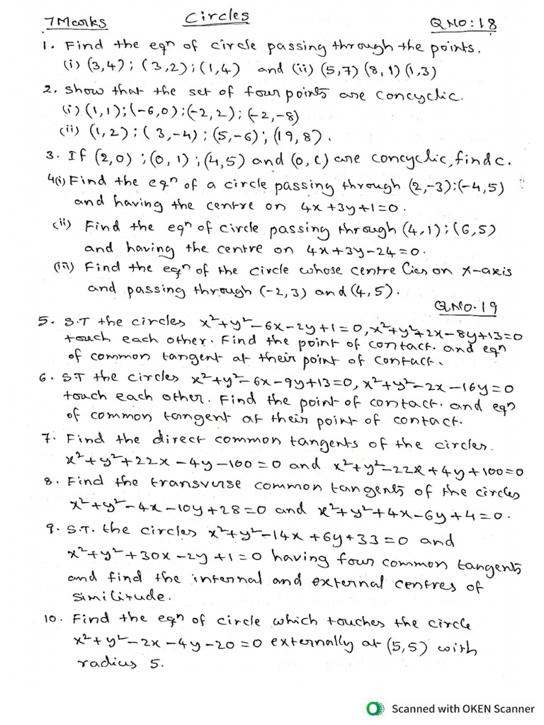 Circles Imp Questions | PDF