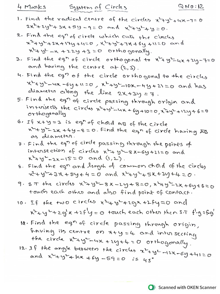 System of Circles Imp Questions | PDF
