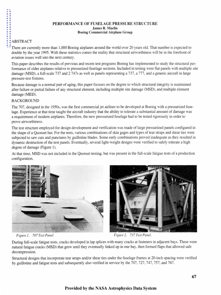 Performance of Fuselage Pressure Structure - Maclin - Boeing 8p | PDF