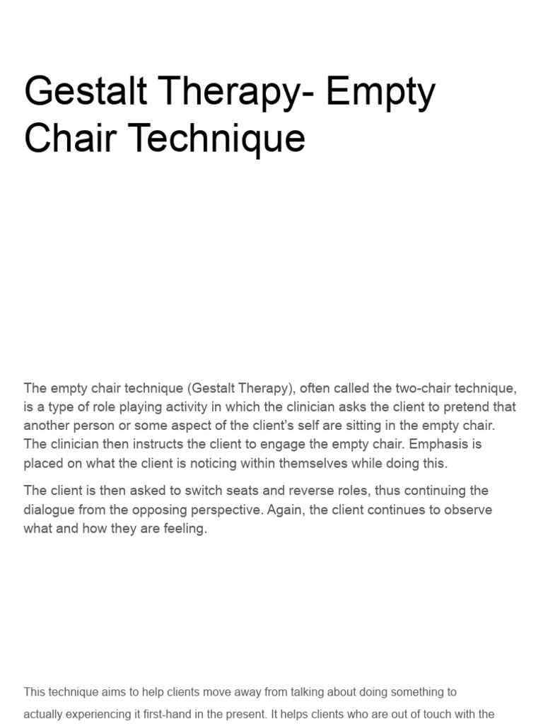 Gestalt Therapy-Empty Chair Technique | PDF | Gestalt Therapy ...