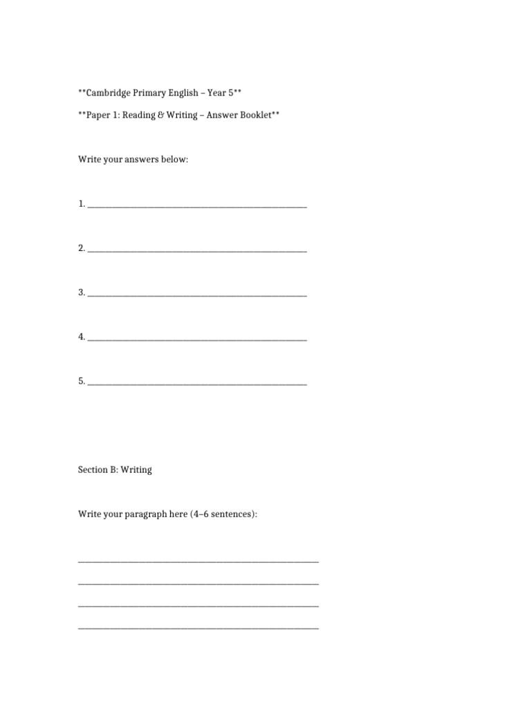 Year5 English Writing Booklet | PDF