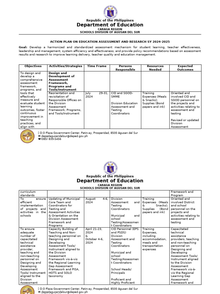 Assessment Action Plan 2024 | PDF | Educational Assessment | Intelligence