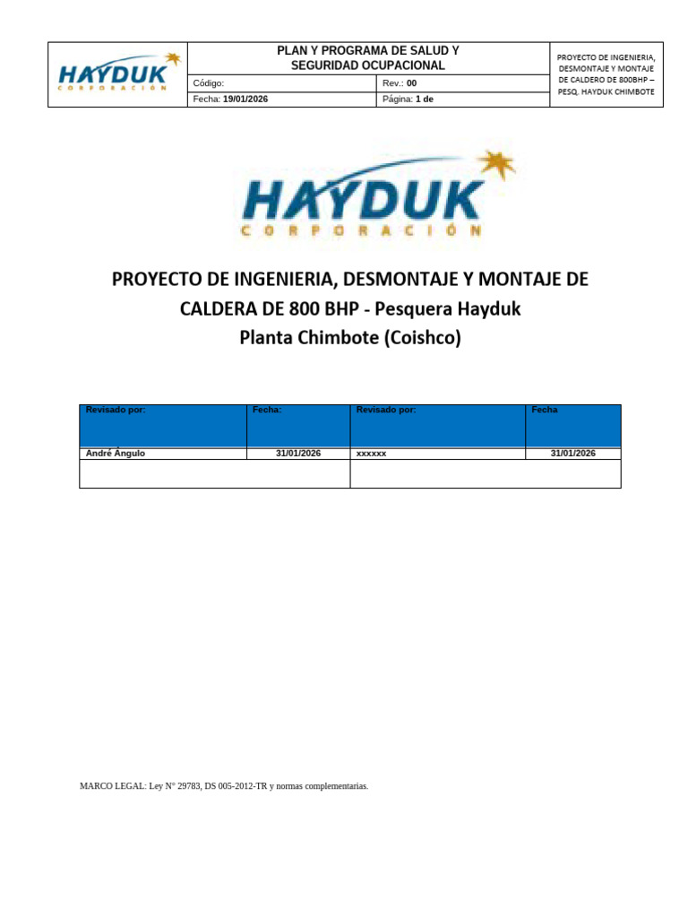 Plan y Programa Sso-pesquera Hayduk (1) | PDF | Seguridad y salud ...