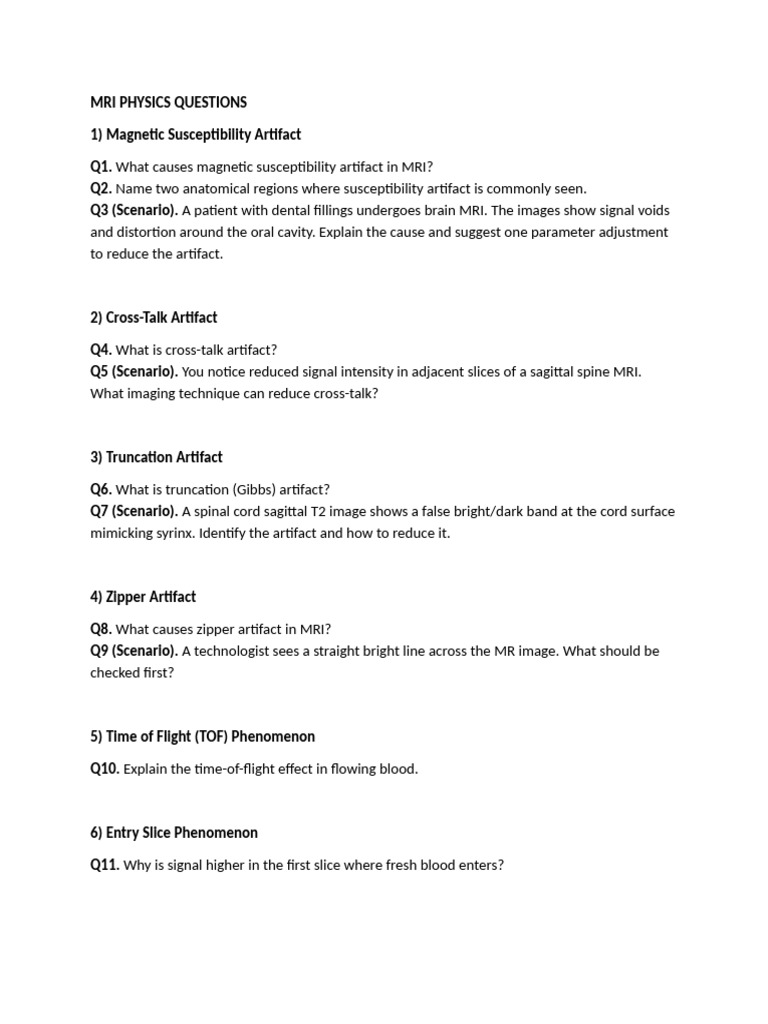Mri Physics Questions 45-55 | PDF | Magnetic Resonance Imaging | Image ...