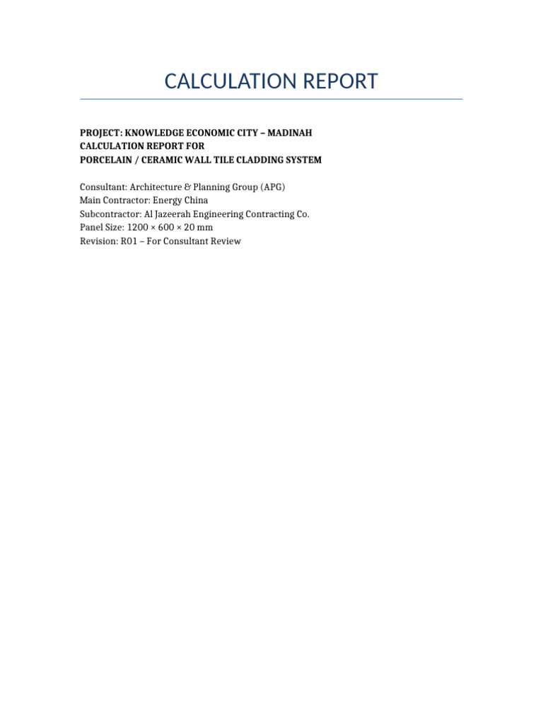 FINAL Porcelain Cladding Wind Calculation Same As Example | PDF