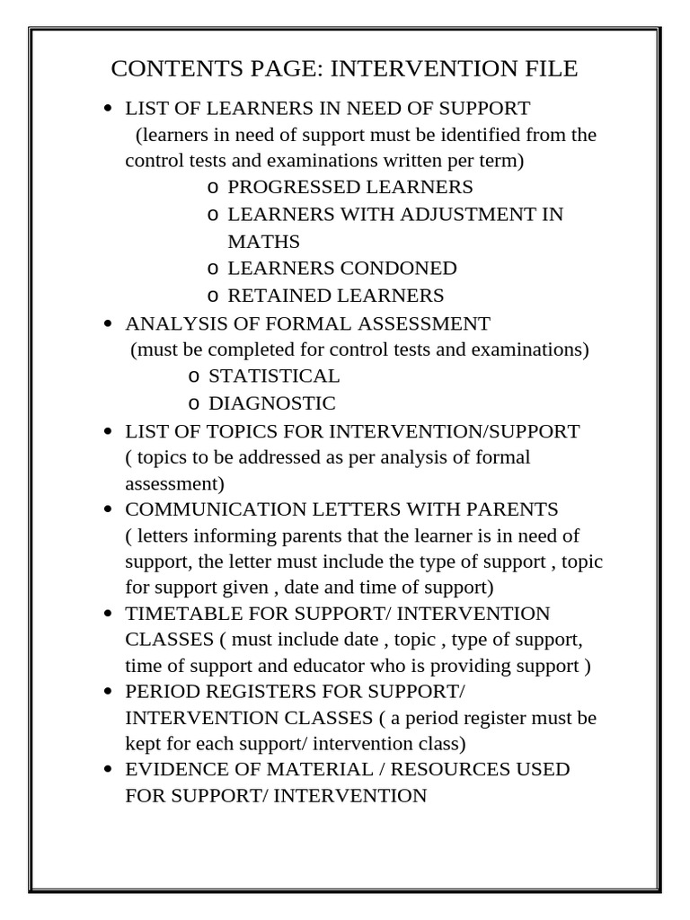 Educator Intervention File | PDF