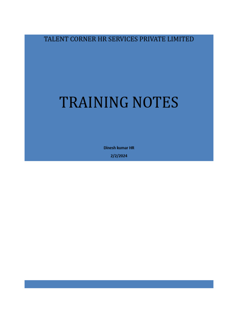 Dinesh Training Notes Continuing2024-1 | PDF | Résumé | Recruitment