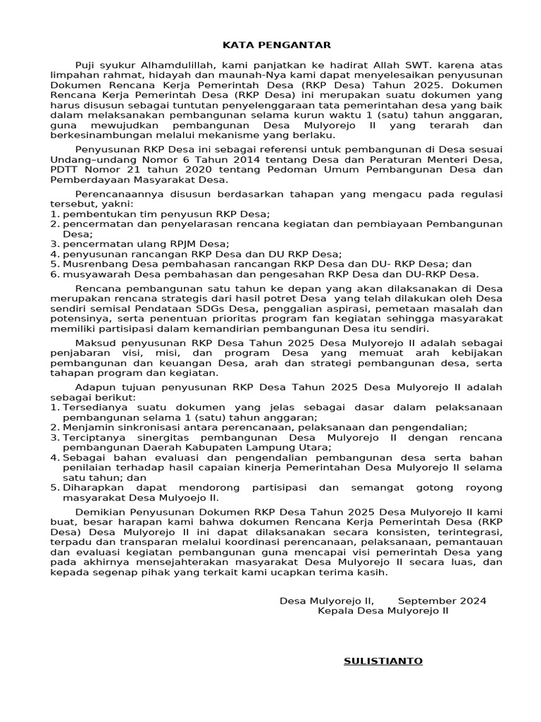 Dokumen RKP Desa Tahun 2025 | PDF