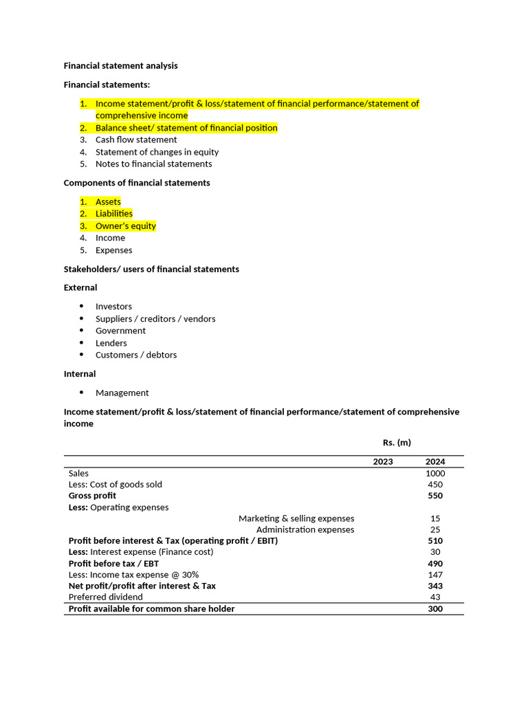 Financial Statement Analysis | PDF | Income Statement | Equity (Finance)