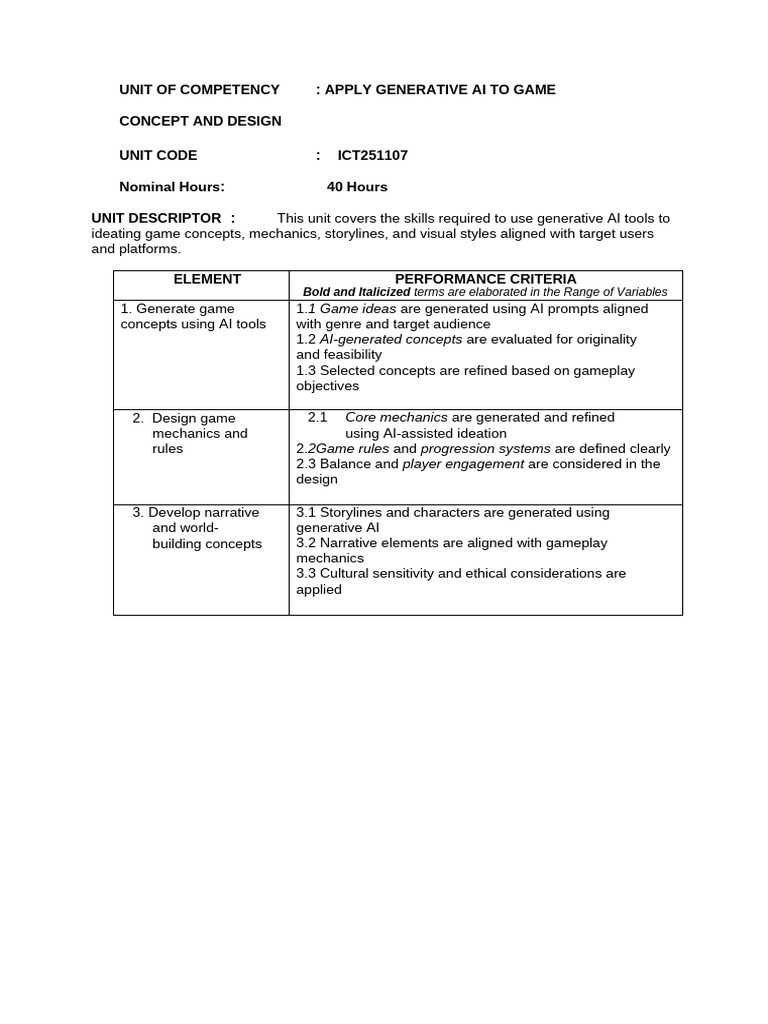 Unit of Competency Ai Development | PDF | Artificial Intelligence ...