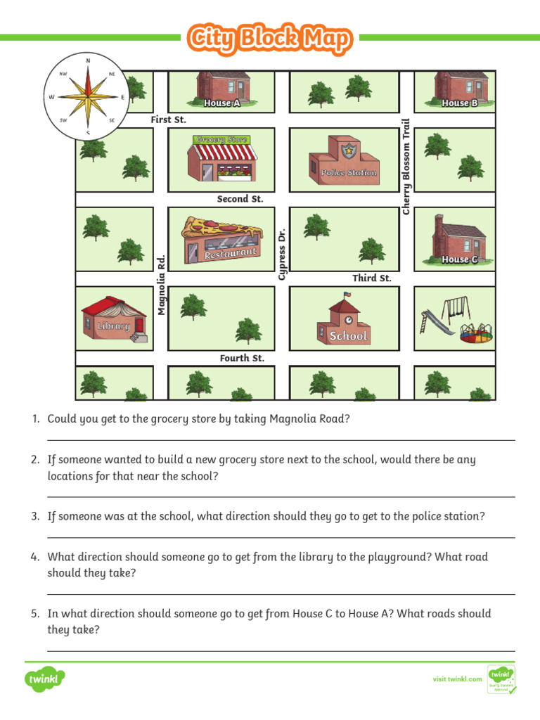 City Block Map Reading Activity | PDF