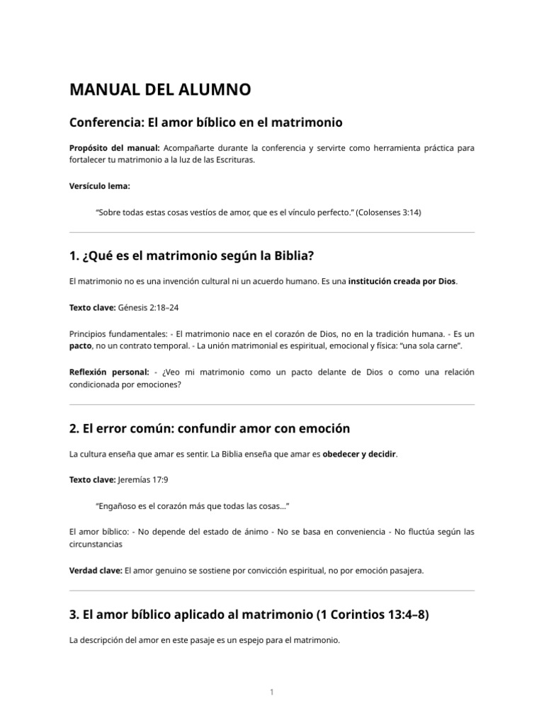 Manual Del Alumno - Amor Bíblico en El Matrimonio | PDF | Amor | Cristo ...