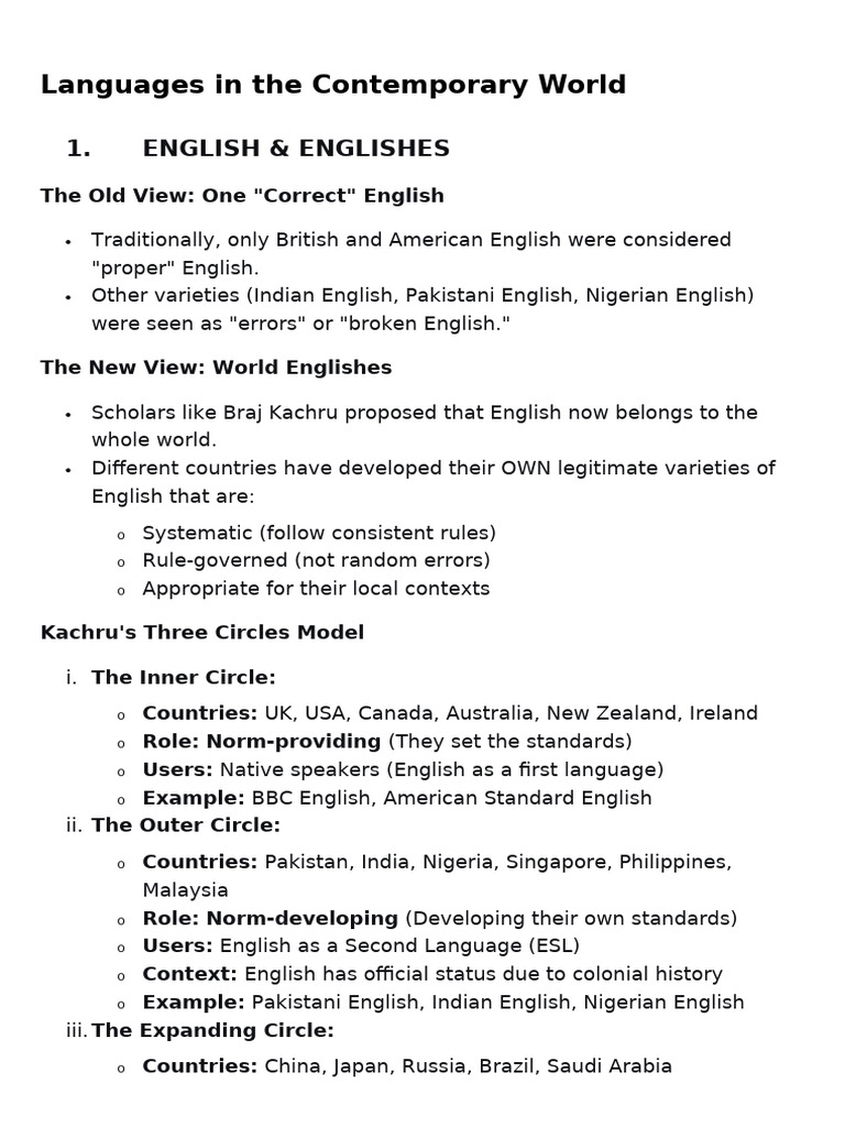 Lecture 6 Languages in The Contemporary World | PDF | English Language ...