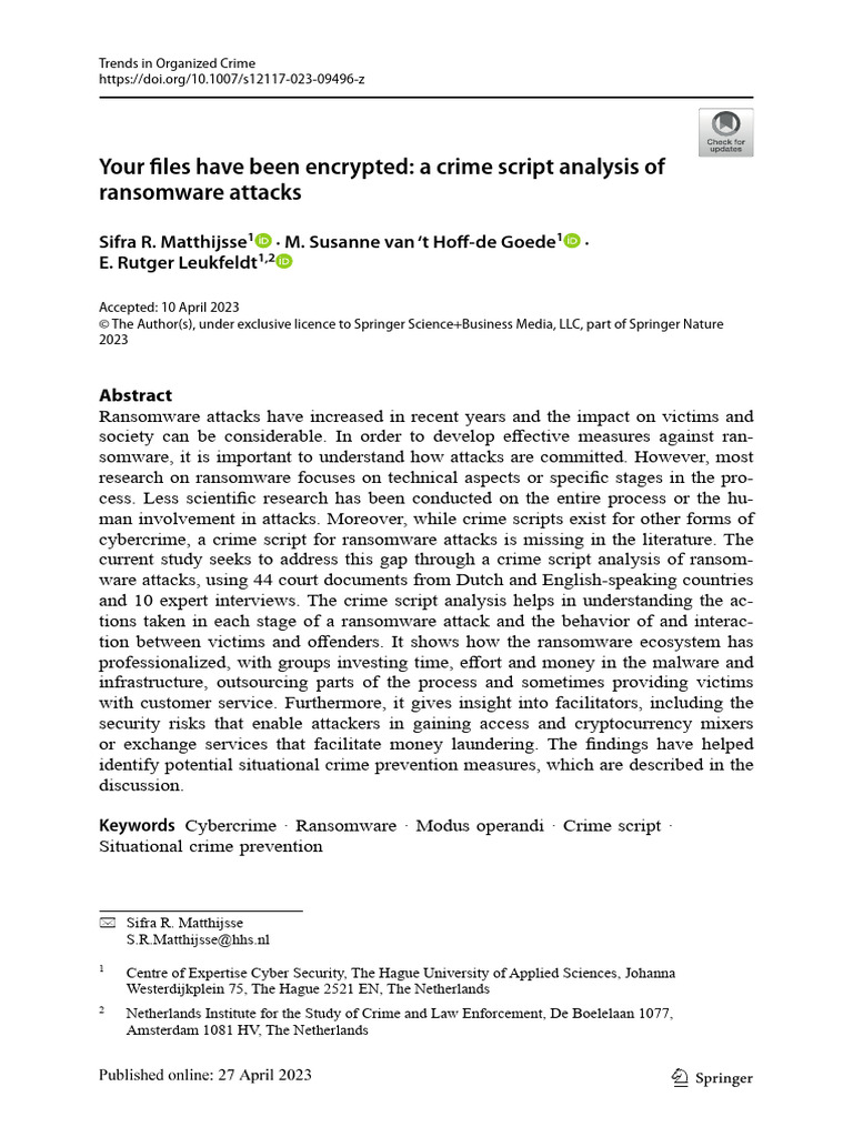 C9 - Matthijsse Et Al - 2023 - A Crime Script Analysis of Ransomware ...