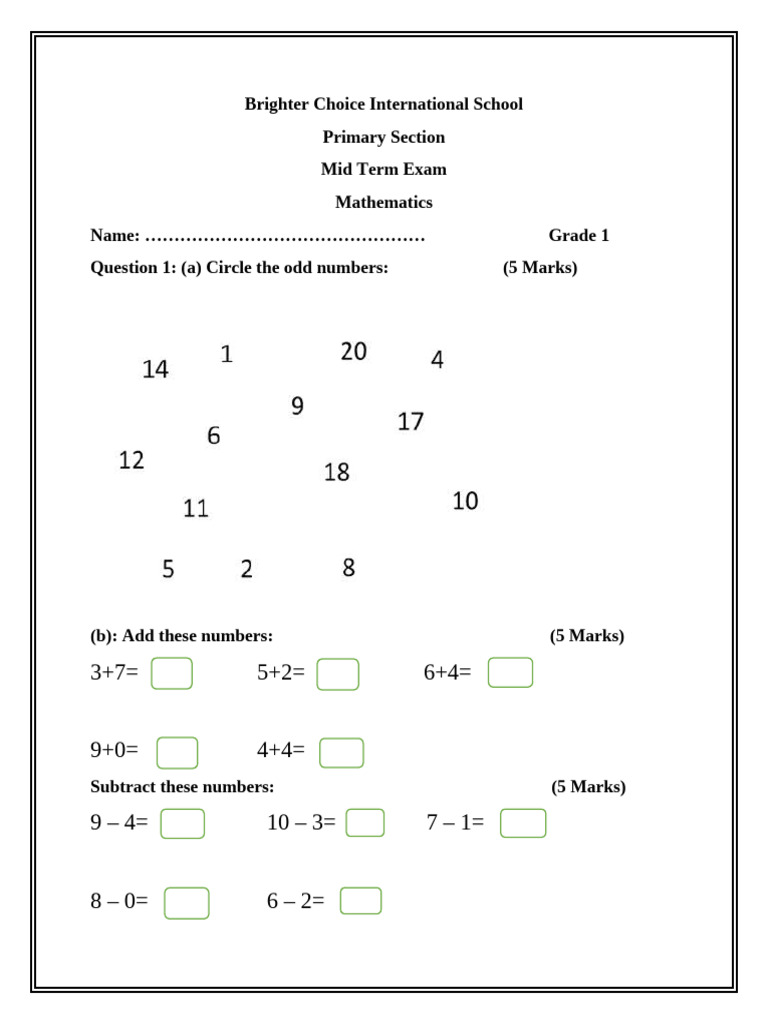 Grade 1 Copy 1 | PDF