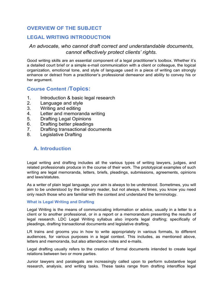 Legal Writing Introduction | PDF | Memorandum | Justice