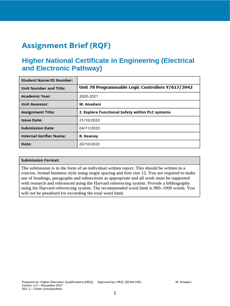 Unit 78 PLC, Assignment 2 (RQF) | PDF | Safety