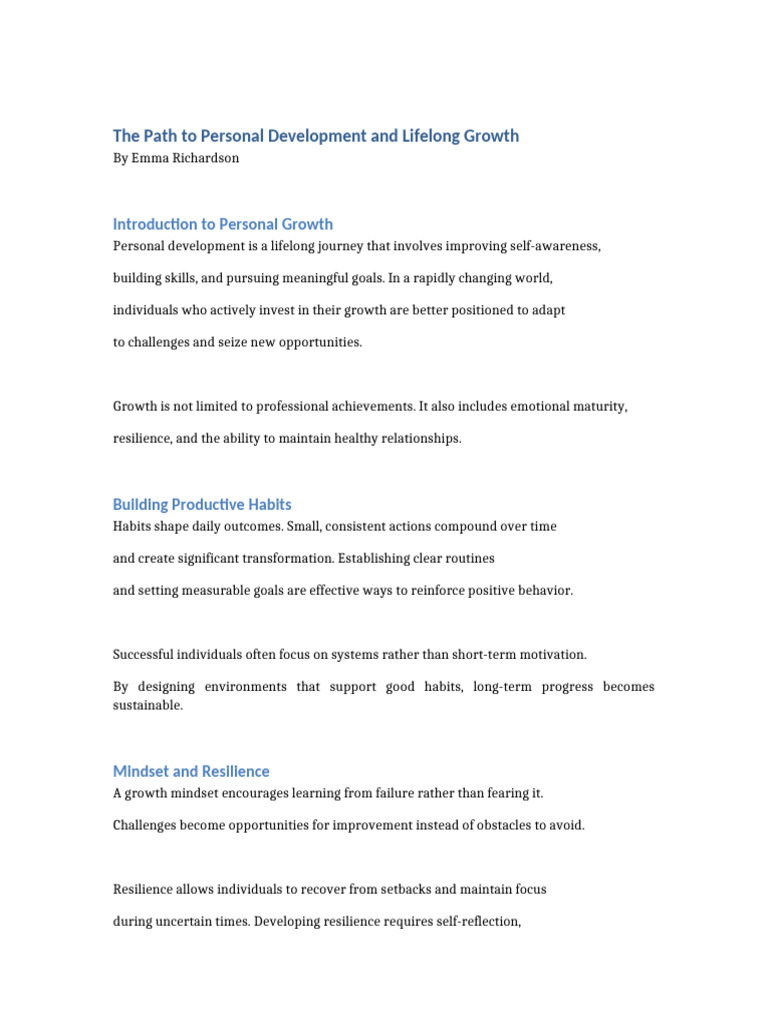 Long Form Personal Development | PDF | Psychological Resilience | Mindset