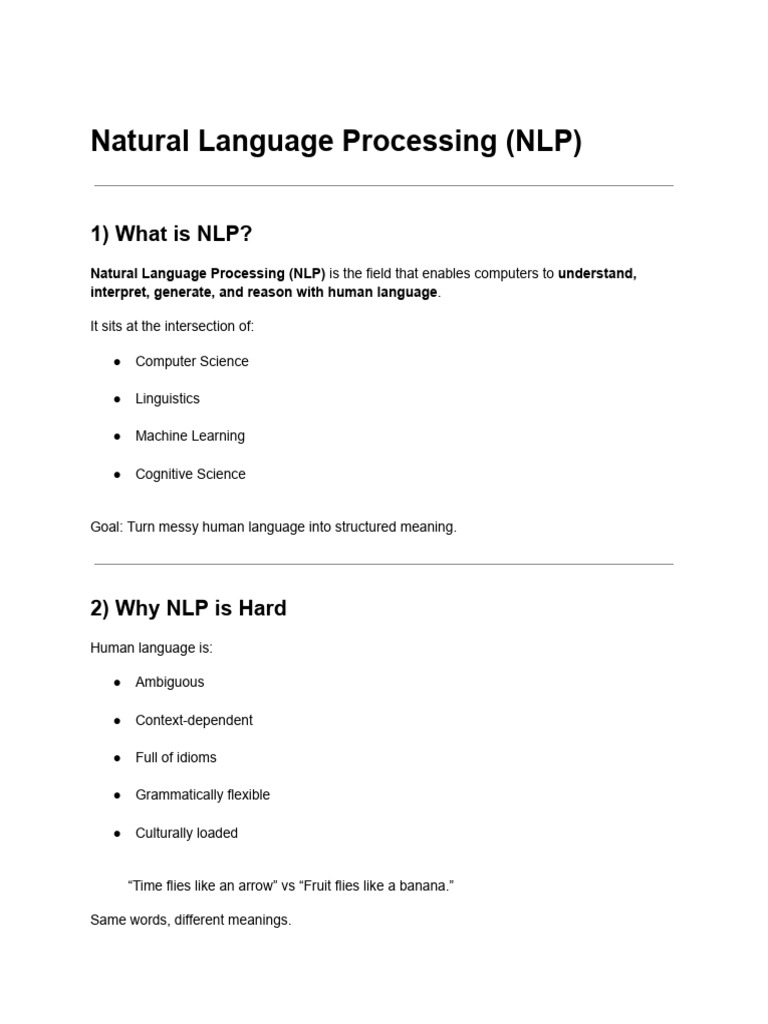 Natural Language Processing (NLP) - Notes | PDF | Cognitive Science ...