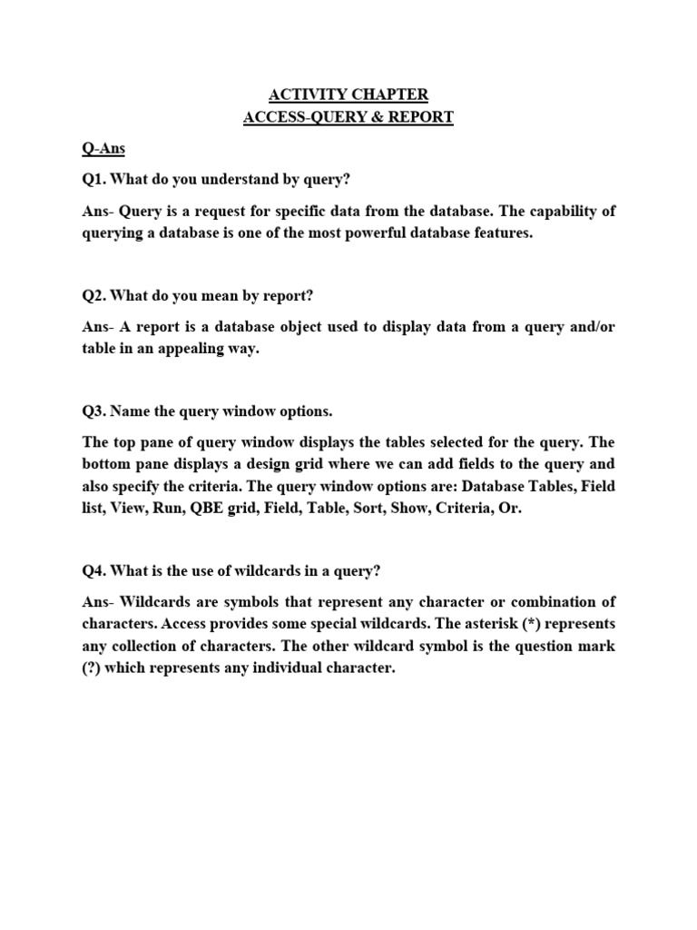 Class-8 Access-Query & Report | PDF