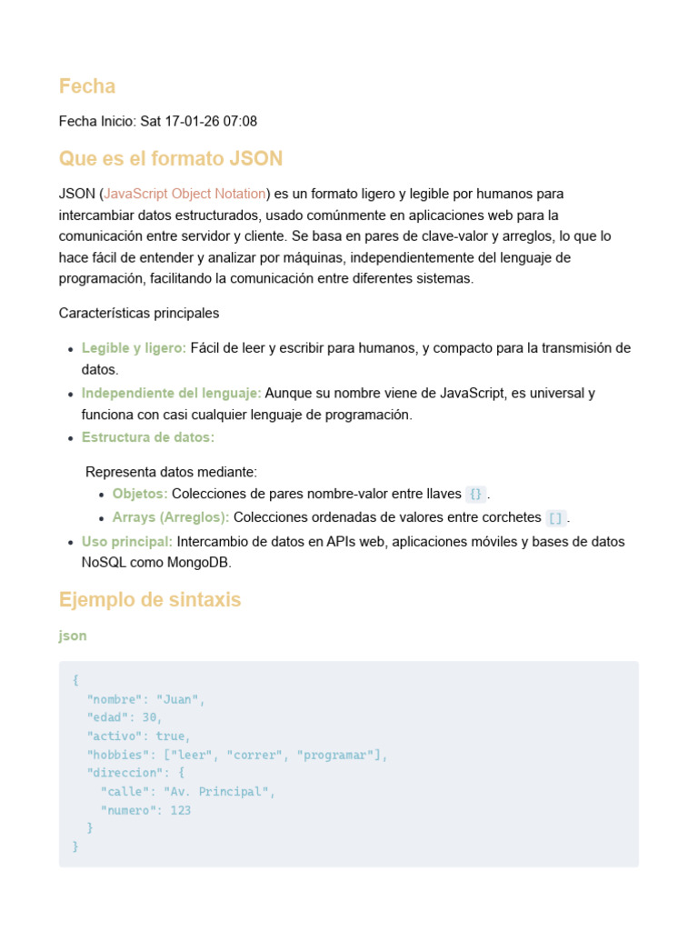 Que Es El Formato JSON | PDF