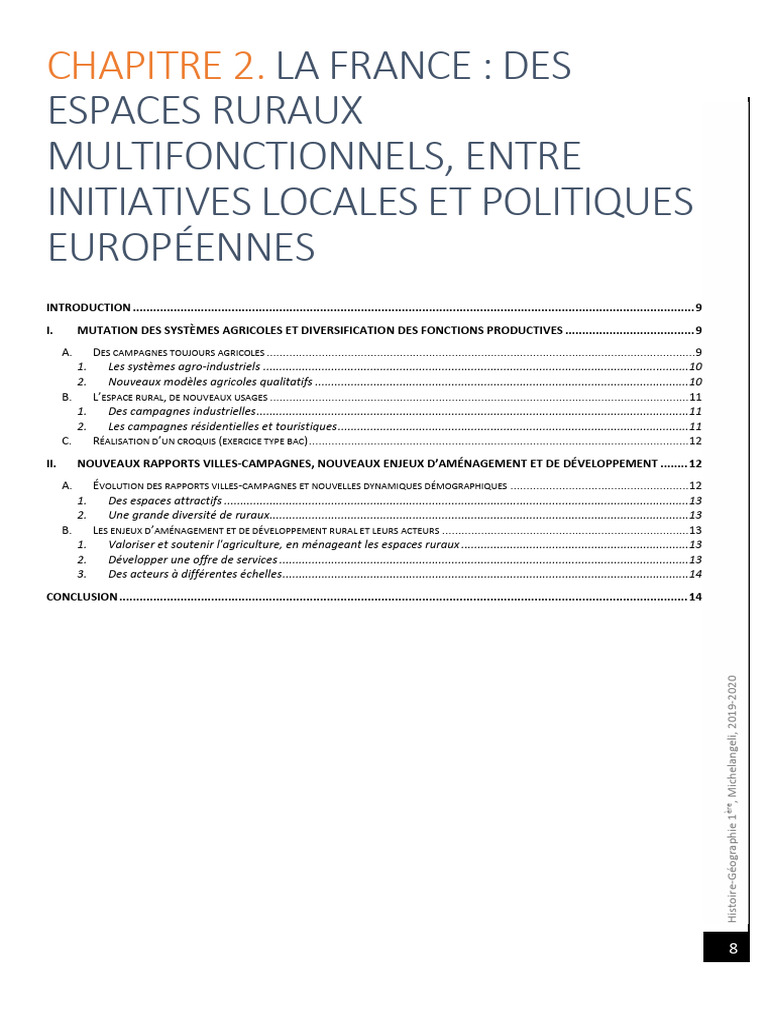 Les Espaces Ruraux Question Spécifique Sur La France | PDF ...
