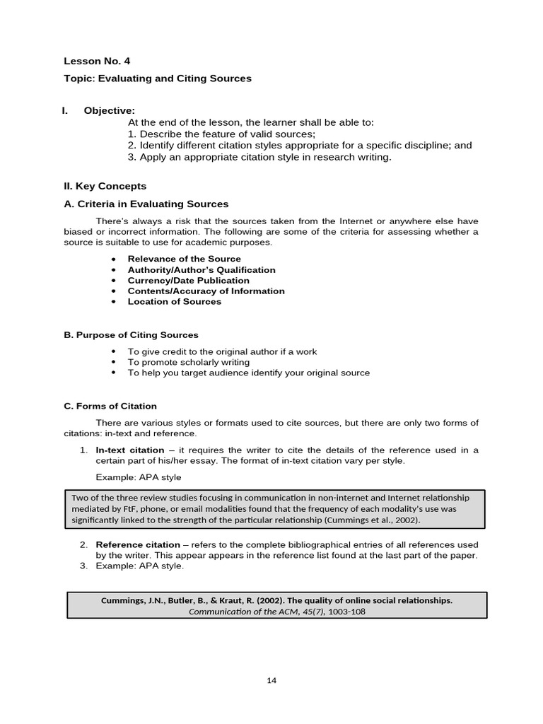 EAPP Lesson 4 and Exercise 4 | PDF | Citation | Apa Style