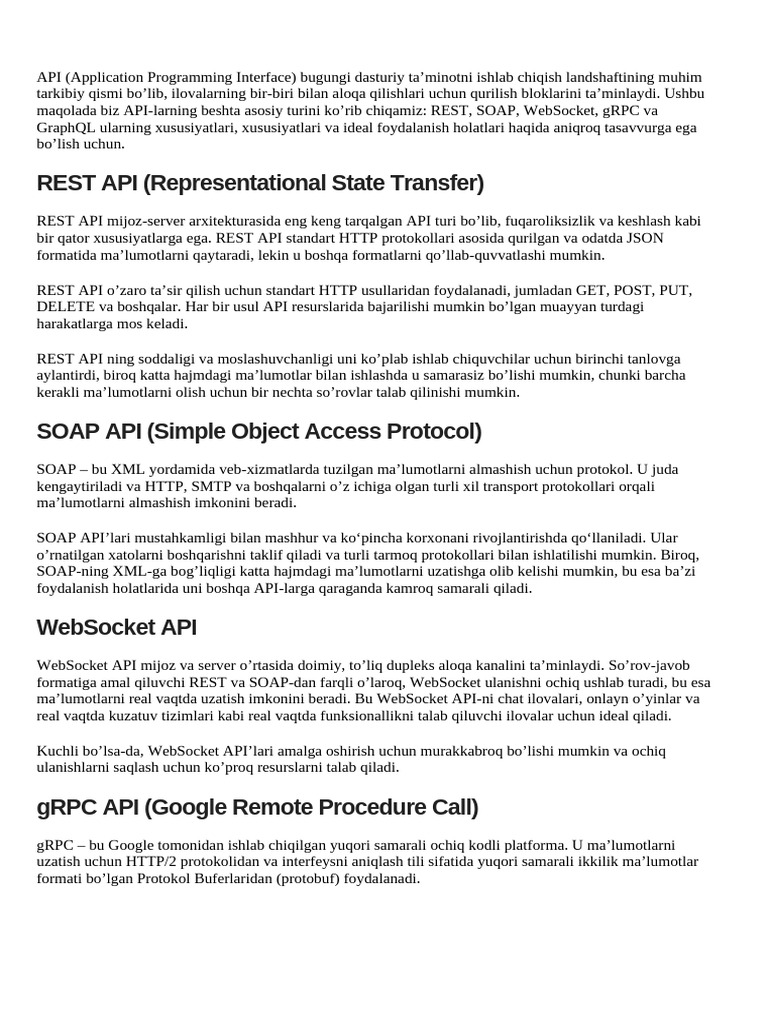 REST API (Representational State Transfer) | PDF