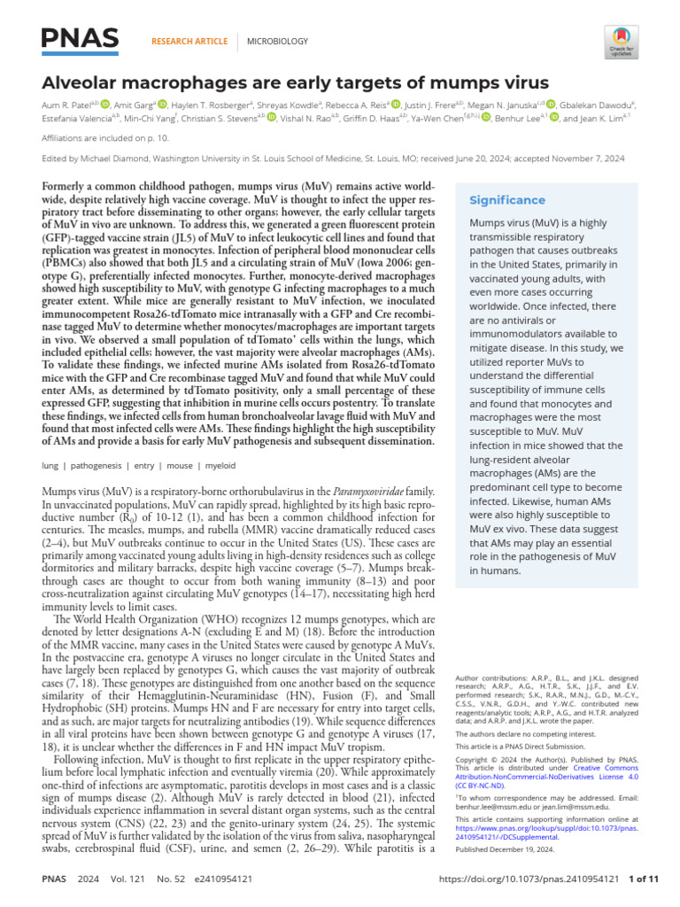 Th. March 13. Alveolar Macrophages Are Early Targets of Mumps Virus ...