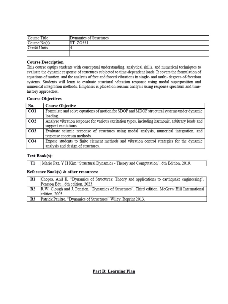 Course Description | PDF | Damping | Mechanical Engineering
