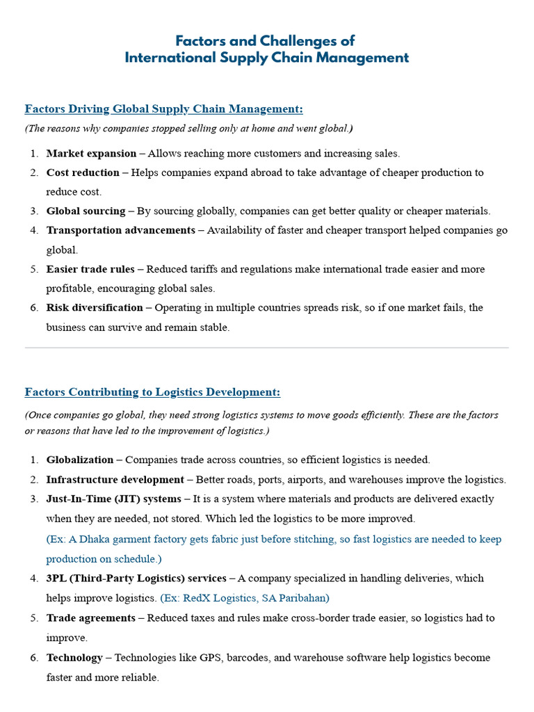 CH 02. Factors and Challenges of International SCM | PDF | Lean ...