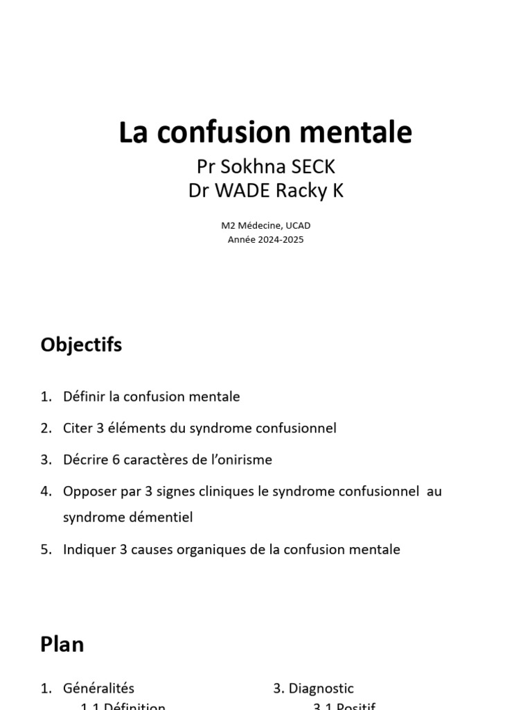 La Confusion Mentale | PDF | Maladies et troubles | Spécialités médicales
