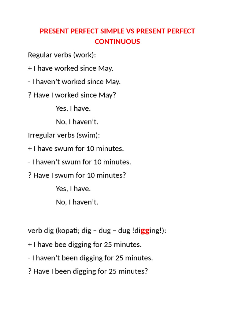 Present Perfect Simple Vs Present Perfect Continuous | PDF