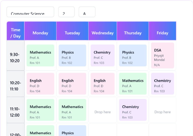 Timetable Computer Science 2 A | PDF
