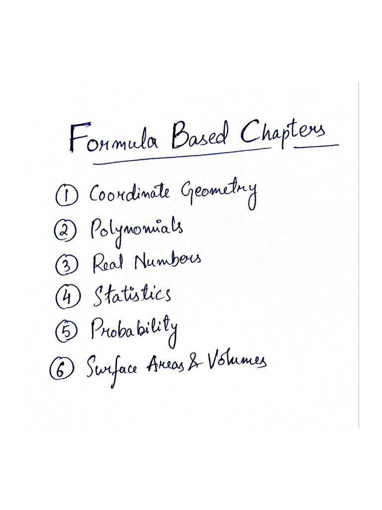 Formula Sheet 6 Chapters | PDF