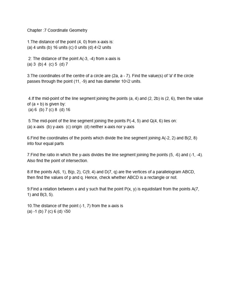 Chapter - 7 Coordinate Geometry | PDF
