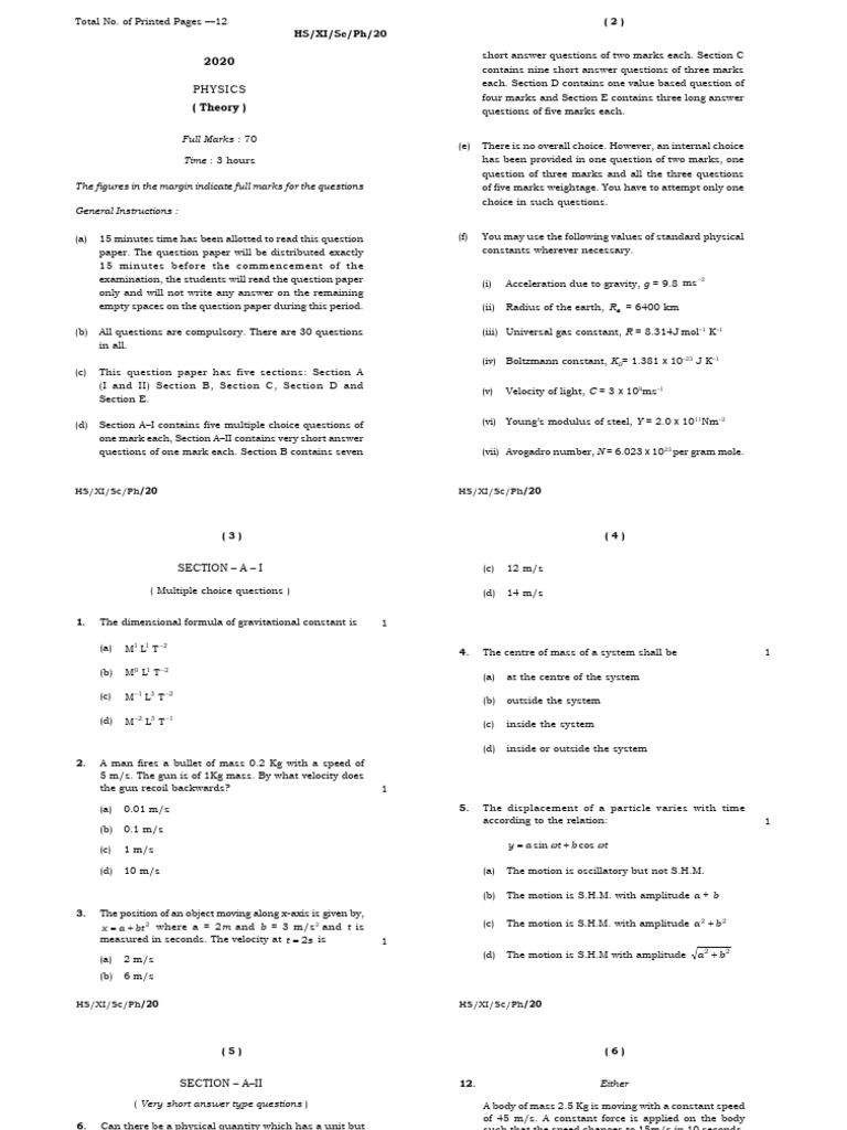 Physics 2020 | PDF | Acceleration | Force