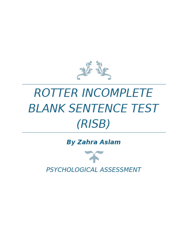 Rotter Incomplete Blank Test | PDF | Psychology | Empathy