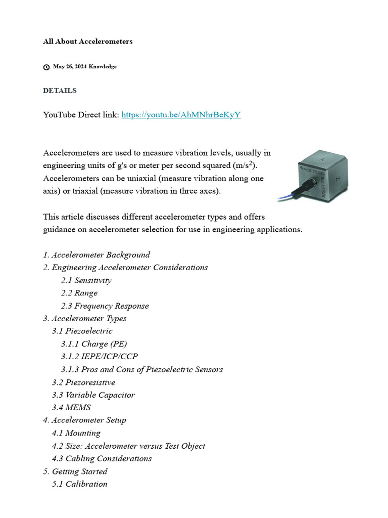 All About Accelerometers | PDF | Accelerometer | Piezoelectricity