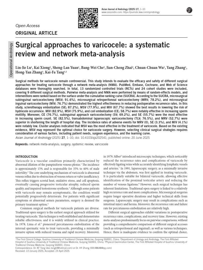 Surgical Approaches To Varicocele A Systematic.331 | PDF | Vein ...