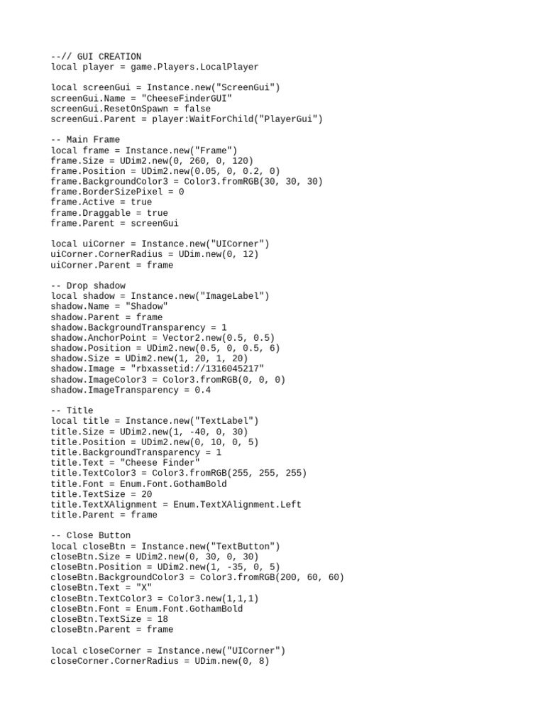 Robloc Cheese Finder Script | PDF | Software | Computing