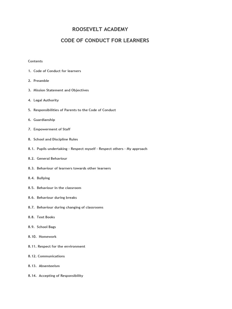 Code of Conduct For Learners | PDF | Educational Technology | Learning