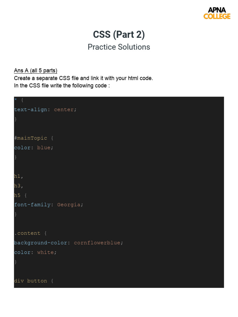CSS Part 2 (Ans) | PDF