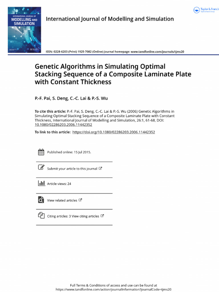 Genetic Algorithms in Simulating Optimal Stacking Sequence of A ...