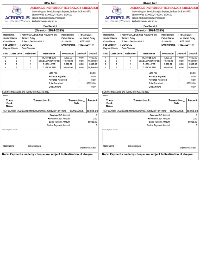 Class Wise Due Template-1 | PDF | Payments | Cheque