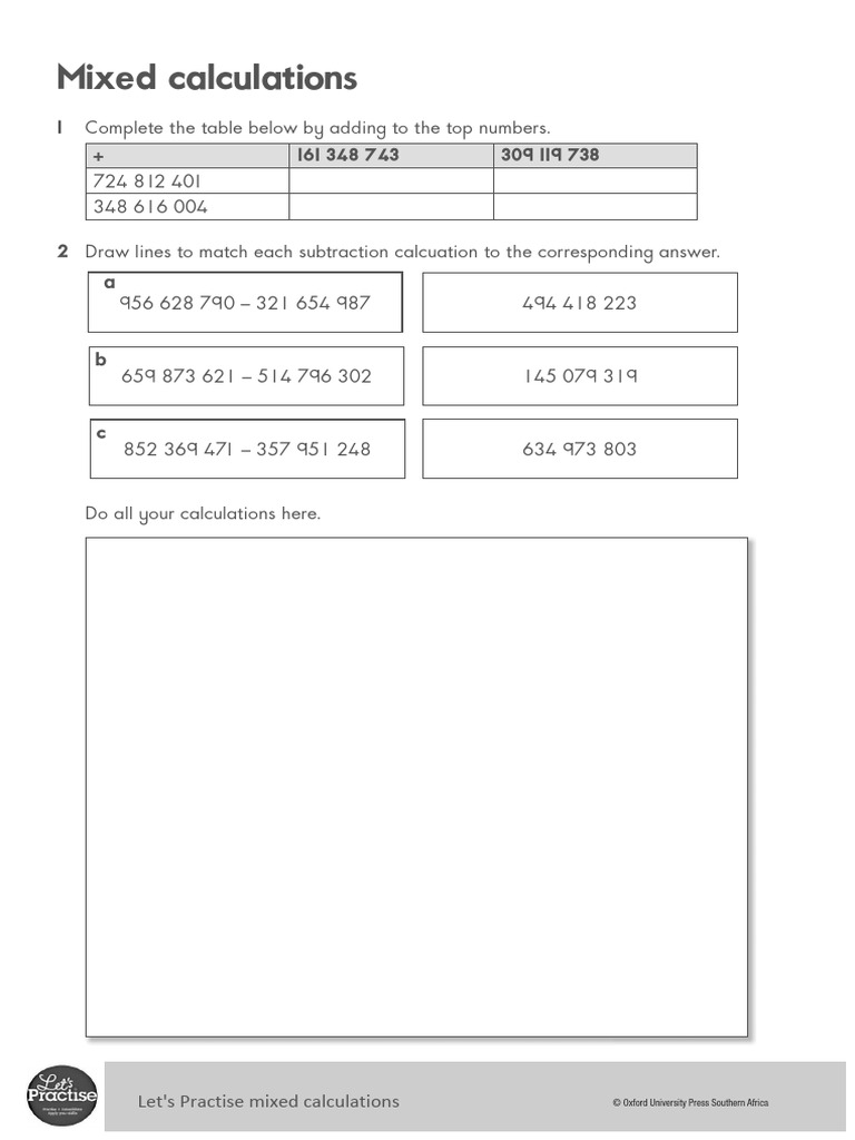Grade 6 Mathematics Lets Practise Mixed Calculations With OUP | PDF