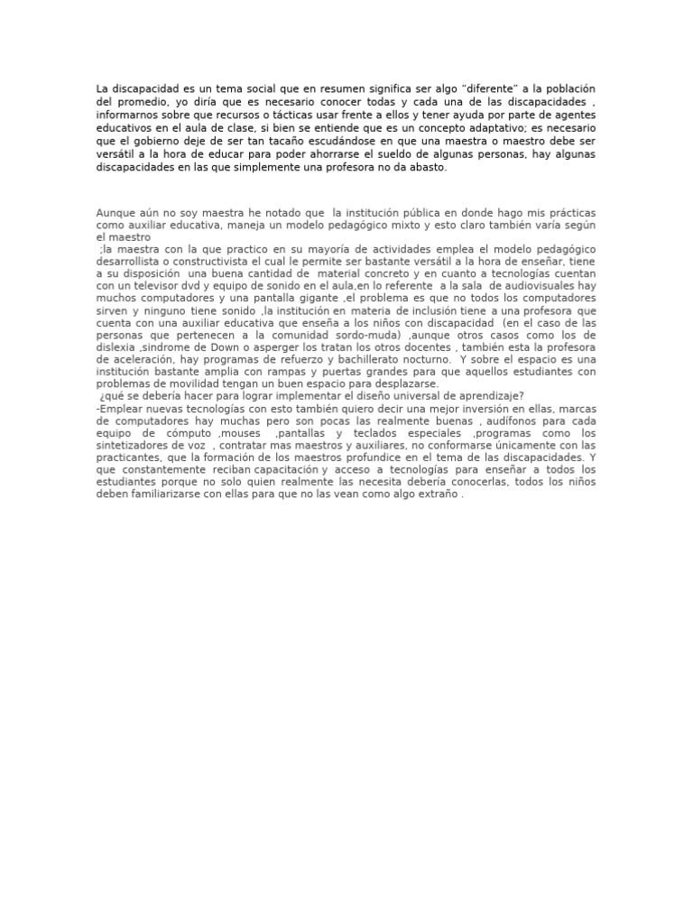 La Discapacidad Es Un Tema Social Que en Resumen Significa Ser Algo ...
