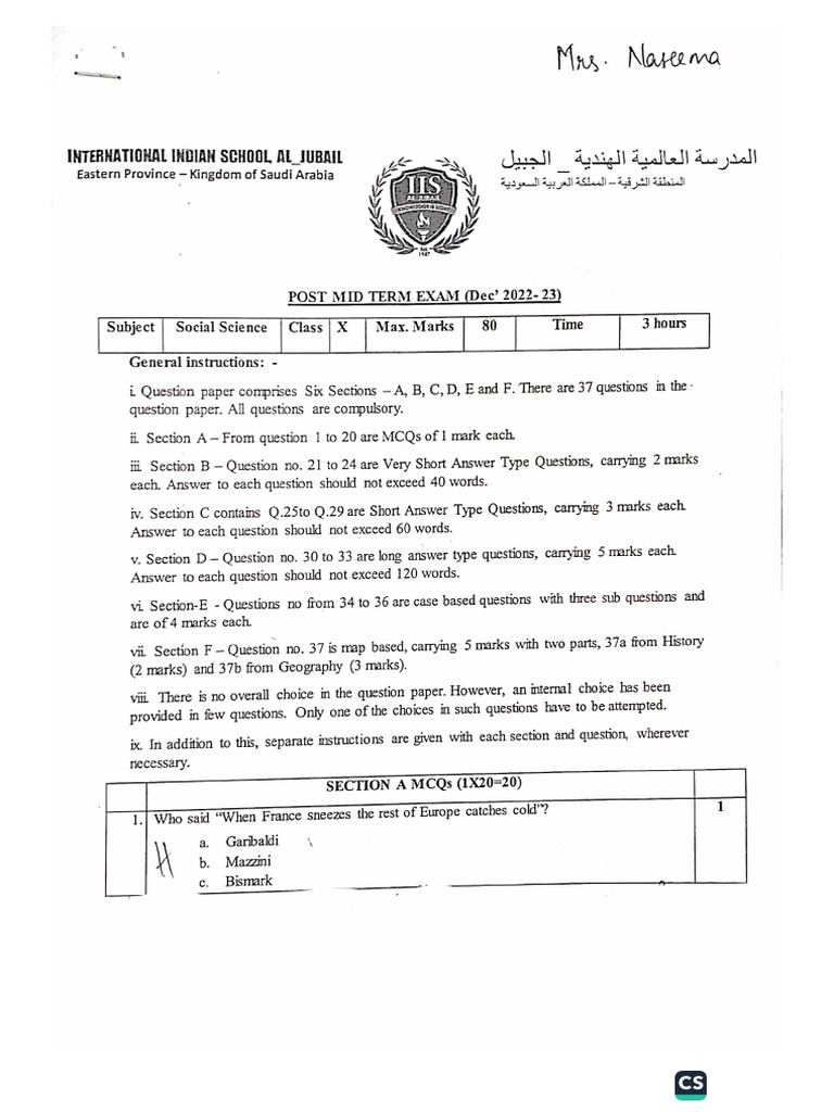 Class X SST Question Paper | PDF