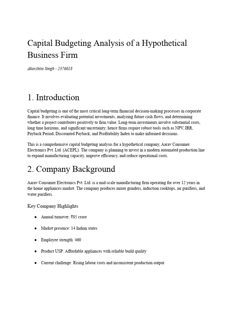 Capital Budgeting Analysis | PDF | Net Present Value | Capital Budgeting